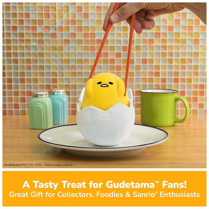 GUND Sanrio Gudetama The Lazy Egg Stuffed Animal, Gudetama in Eggshell Plush Toy for Ages 1 and Up, 5�