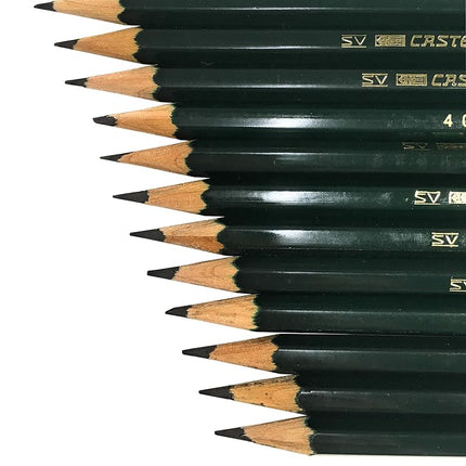 Faber-Castell 9000 Juego de lápices de grafito artístico, los mejores regalos, 12 unidades con 12 grados de dureza (2H, H, F, HB.) + 1 goma de borrar amasada + 1 goma de borrar grande sin polvo + 1 sacapuntas Faber