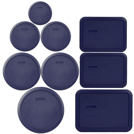 Pyrex Bundle - 9 Pieces: Blue Lids (4), Blue Lid (