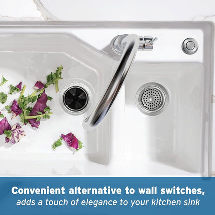 Botón decorativo InSinkErator Air Switch para kit de interruptor de aire de eliminación de basura de doble salida InSinkErator, STC-CHRM, cromo