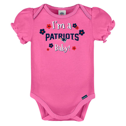 Gerber NFL New England Patriots Body de 3 piezas para bebé niña, color del equipo, 18 meses