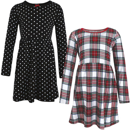 Robes en Coton Bébé Filles Hudson Baby, Tartan Blanc, 6-9 Mois