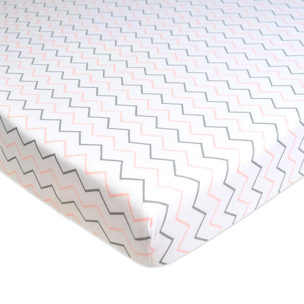 American Baby Drap-housse en jersey 100 % coton naturel imprimé pour parc de jeux Pack N Play, zigzag rose, doux et respirant, pour filles
