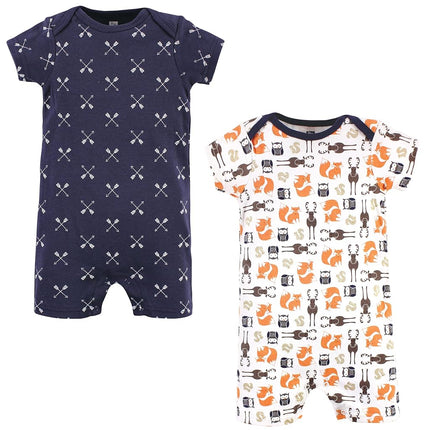 Hudson Baby Unisex Cotton Rompers, Forest, 12-18 Months
