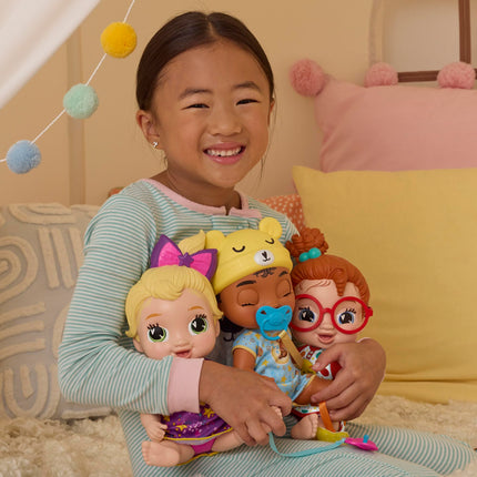 Set de muñeca bebé Baby Alive Lil Dreamer Dottie Doodle, pelo rojo, temática divertida de pijamada, juguetes preescolares para niñas y niños de 3 años en adelante
