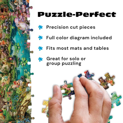 Buffalo Games, Aimee Stewart, Merry Mushroom Village Picnic (Happy Mushroom Picnic in Village) 1000 Piece Jigsaw Puzzle for Adults, Challenging Puzzle, Perfect for Game Nights, Finished Size is