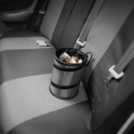 FH GROUP FH1121GRAY Compact Size Auto Car Trash Can Portable Collapsible Car Trash Can Waterproof Garbage Container Small, Gray Color