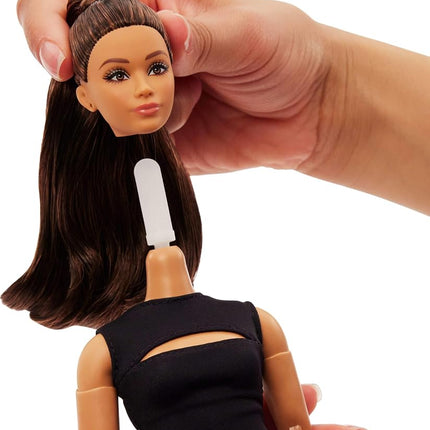 Barbie Mattel Basics Model 05 Collector Doll with Brunette Hair, Black Mini Dress & Heels, Universal-fit Fashions, Posable Curvy Body & Swappable Doll Head, JBH73