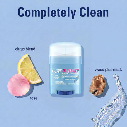 Secret Outlast Invisible Solid Antiperspirant and Deodorant, Completely Clean Scent, 0.5 Ounce by Secret