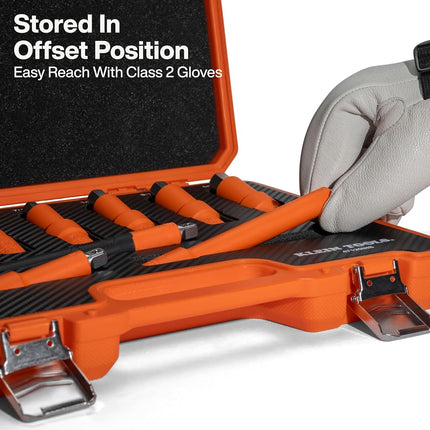 Klein Tools 47120INS Insulated T-Handle and Hex Bit Set, 1000V Rated, ASTM F1505 Certified, Includes 3 and 6-Inch Extension Bars, Class 2 Glove Compatible, Premium Carrying Case