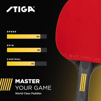 STIGA Alpha Ping Pong Paddle – 5-ply Extra Light Blade – 2mm Premium Sponge – Flared Handle for Masterful Grip – Performance Table Tennis Racket for Competitive Play