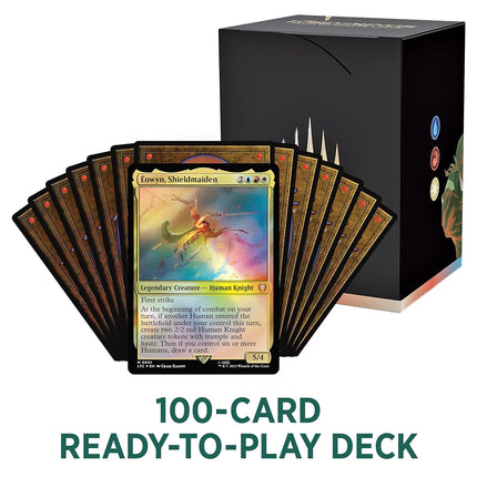 Magic: The Gathering El Señor de los Anillos: relatos de la Tierra Media Mazo de Commander - Jinetes de Rohan (Mazo de 100 cartas, paquete de muestra de 2 cartas de Collector Booster + accesorios)