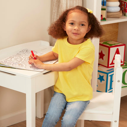Bureau et chaise en bois à dessus relevable Melissa & Doug - Blanc