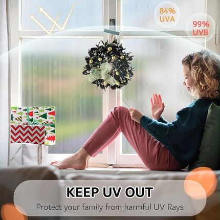 VELIMAX Reeded Glass Privacy Film, Frosted Window Vinyl, 3D Decorative Window Decals Non Adhesive for Bathroom, Living Room 35.4x157.4 inches