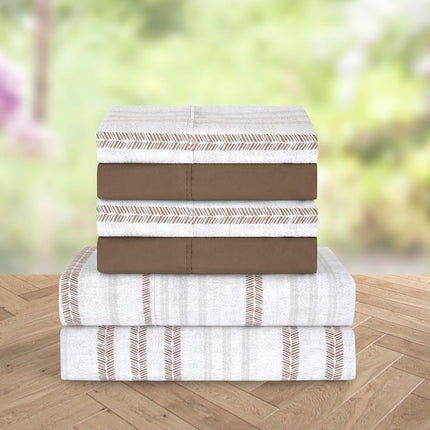 Elegant Comfort Softest and Coziest 6-Piece Sheet Set - 1500 Premium Hotel Quality Microfiber - Deep Pocket, Wrinkle Resistant 6-Piece Floral Bed Sheet Set, California King, Traci Linen