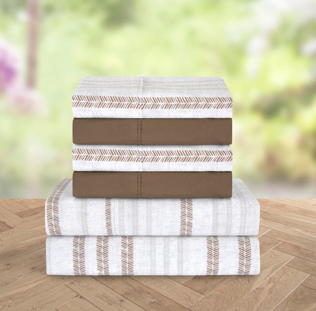 Elegant Comfort el juego de sábanas de 6 piezas más suave y acogedor, microfibra de calidad de hotel 1500 premium, bolsillo profundo, resistente a las arrugas, juego de sábanas de 6 piezas con estampado floral, California King, Traci Linen