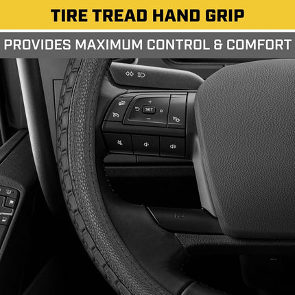 Cubierta del Volante DuraGrip Cat®, Tamaño Extragrande de 18 Pulgadas, Diseño de Agarre de Tracción Inspirado en la Banda de Rodadura, Cubierta de Volante Negra para RV, Semirremolque, Camión de Gran Tamaño