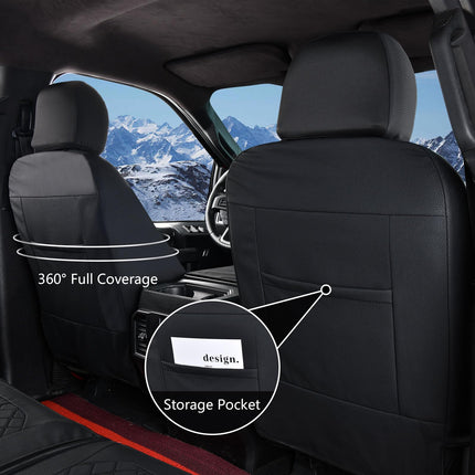 Truckiipa Seat Covers for Trucks Dodge Ram 1500 Front Leather Waterproof Automotive Seat Cover Custom Fit for 2009-2018 Dodge Ram 1500, 2010-2023 Ram 2500 3500 Crew Mega Cab, Front Pair, Black