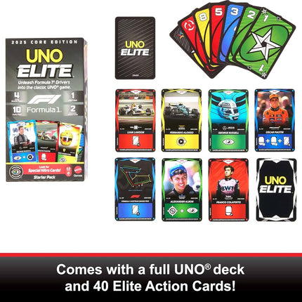 Mattel Games UNO Elite Formula 1 2025 Starter Pack Card Game, 7+, 2-5 Players