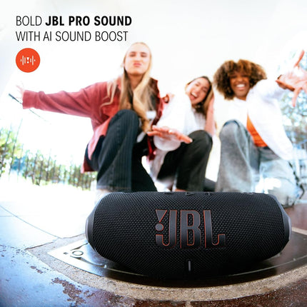 JBL Charge 6 - Portable Waterproof & Drop-Proof Bluetooth Speaker, Bold Pro Sound with AI Sound Boost, 28Hrs of Playtime, Built-in powerbank & Comes with a Sturdy/Removable Carrying Strap (Sand)