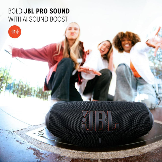 JBL Charge 6 - Portable Waterproof & Drop-Proof Bluetooth Speaker, Bold JBL Pro Sound & AI Sound Boost, 28Hrs Playtime, Built-in powerbank & Comes with a Sturdy/Removable Carrying Strap (Black/Teal)