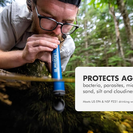 Filtre à eau individuel LifeStraw pour la randonnée, le camping, les voyages et la préparation aux situations d'urgence, paquet de 5, bleu