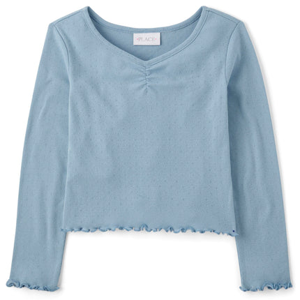 The Children's Place Girls' Basic Long Sleeve V-Ne