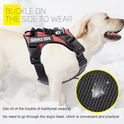 Demigreat Service Dog Harness, Reflective Dog Vest Harness with 5 PCS Patches, Adjustable Soft Oxford Pet Harness, Inner Layer Mesh, Easy to Control for Small Medium Large Dogs