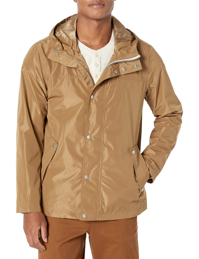 Chaqueta Impermeable con Capucha para Hombre Cole Haan, Caqui, Mediana