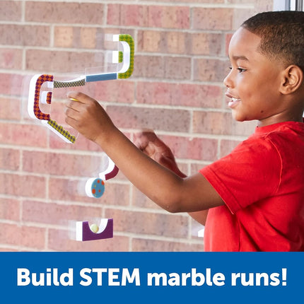Learning Resources STEM Explorers Marble Runners, STEM Learning Toy, Build a Marble Run for 5 Year Olds, Track Pieces Cling to Walls & Windows, Ages 5+