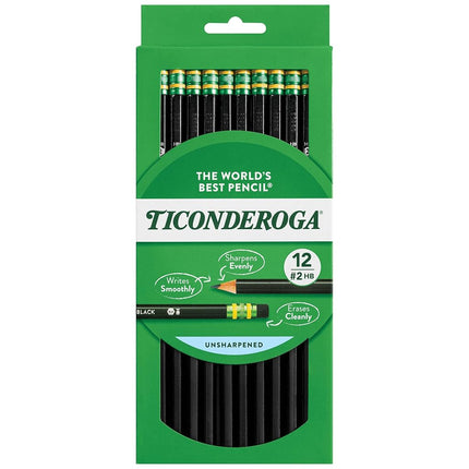Dixon Ticonderoga Wood-Cased #2 Pencils, Box of 12