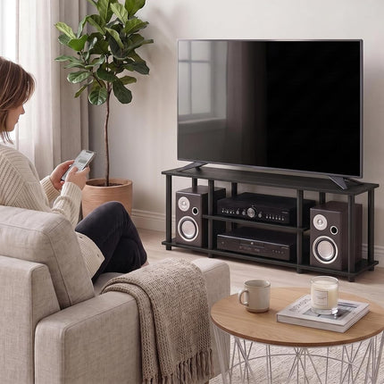 Furinno TURN-N-TUBE 3-Tier Tool-Free TV Stand, Walnut