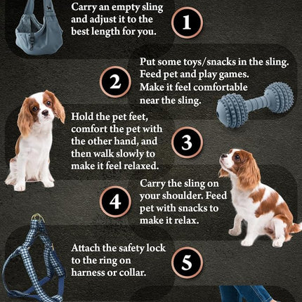 Noah & Paw Dog Sling Carrier for Small Dogs 3-10lb, Dog Sling for Small Dogs and Cats, Dog Carrier with Adjustable Padded Strap, Premium Twill, Lined with Fur, Double Safety Feature, Machine Washable
