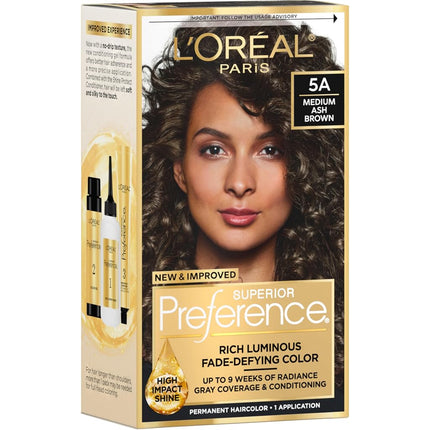 L'Oréal Paris Superior Preference Permanent Hair Color, 5A Medium Ash Brown