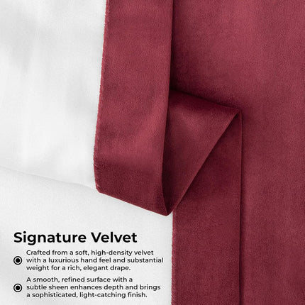 HPD Half Price Drapes Velvet Blackout Curtains/Drapes - 84 Inches Long 1 Panel Blackout Curtain Signature Pleated for Living Room & Bedroom - 25W X 84L, Burgundy