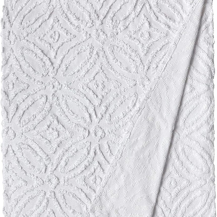 Beatrice Home Fashions Wedding Ring Chenille Bedspread, Queen, White