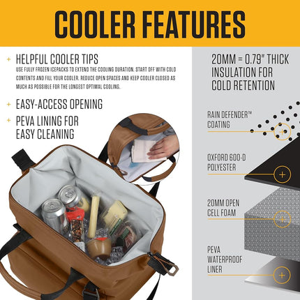 Carhartt Thick Foam Fully Insulated Cold Front Coolers, Premium Ice Retention, Durable Water Resistant Material W/Front Zippered Pocket, Lunch Cooler, Bluestone