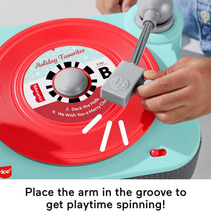 Fisher-Price Musical Toy Deluxe Rockin’ Record Player Pretend Turntable with 6 Albums for Preschool Play Plus Bonus Exclusive Holiday Album Kids Ages 3+ Years (Amazon Exclusive)