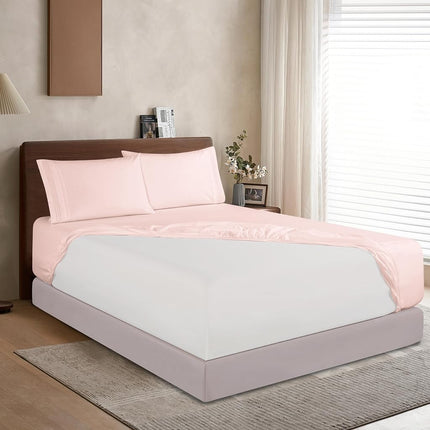 Elegant Comfort 1500 Premium Hotel Quality 18-24 Inches Deep - Extra Deep Pocket Single Fitted Sheet for High Mattress, Luxury and Softest, Smart Pocket - Wrinkle Free, King, Blush Pink