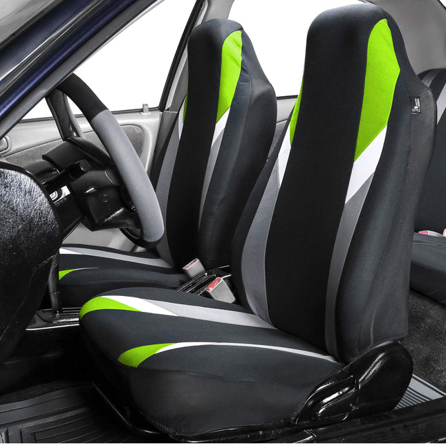 FH Group Front Set Cloth Car Seat Covers for Bucket Seats, 1-Piece Seat Cover, Universal Fit, Airbag Compatible, SUV, Van Seat Covers, Green