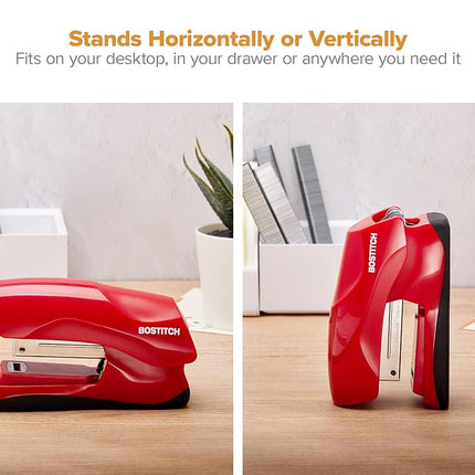 Bostitch Office Heavy Duty 40 Sheet Stapler with 1250 Staples & Claw Remover, Small Stapler Size, Fits into The Palm of Your Hand, Value Pack, Red (B175-RED-VP)