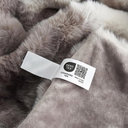 Cozy Bliss Faux Fur Throw Blanket for Couch, Bubble Plush Blanket Twin Size, Fuzzy Soft & Thick Blanket for Bed Sofa Living Room, 152.4 x 203.2cm Tie-dye Taupe
