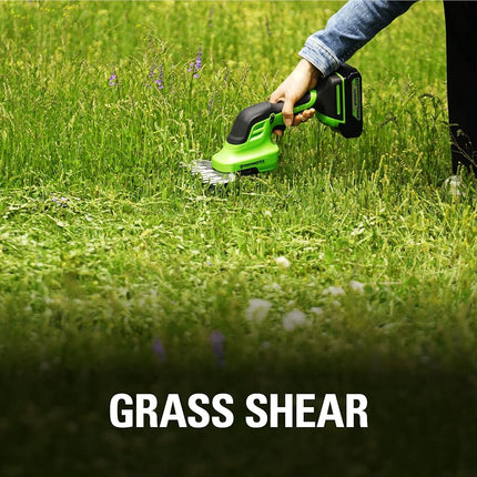 Greenworks 24V Cordless Shear Shrubber, 1.5Ah USB (Power Bank) Battery and Charger Included SH24B1510