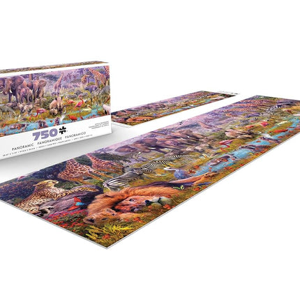 Buffalo Games - Panoramic Series - Jan Patrik Krasny - Africa Panoramic - 750 Piece Jigsaw Puzzle for Adults - Challenging Puzzle Perfect for Game Nights - Finished Size is 38.25 x 11.25