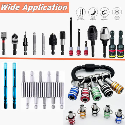 FACAINCXS Bit Holder 1/4 inch Hex Shank Screwdriver Bits Holder Extension Bar Keychain Screw Adapter Drill Change Hand-held Screwdrivers Drill Bits Holder Portable (10PCS)