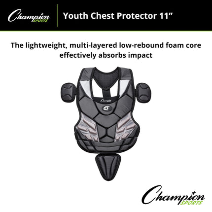 Champion Sports P160 Protector de pecho modelo juvenil, negro, 11"