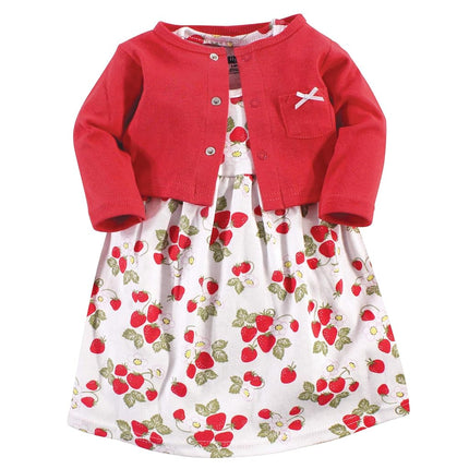 Ensemble robe et cardigan en coton Hudson Baby pour bébés filles, Fraises, 18-24 mois