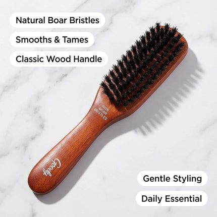 Goody Smooth and Sleek Wood Styling Brush with Natural Boar Bristles, Flyaway Free Finish, For All Hair Types, Brown, 1CT