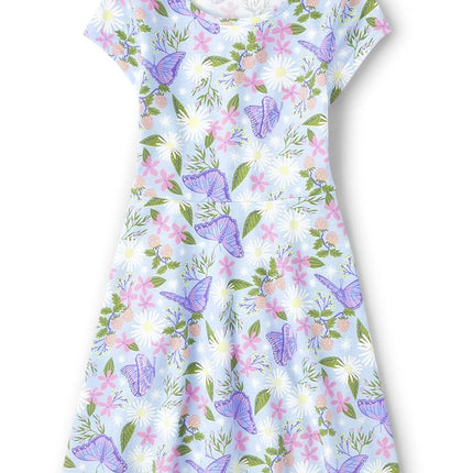 The Children's Place Girls Short Sleeve Fashion Skater Dress, Butterfly Garden, X-Large