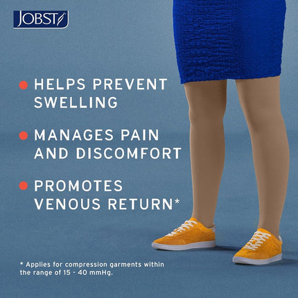 JOBST Relief Knee High 15-20 mmHg Compression Stockings, Open Toe, Large, Beige